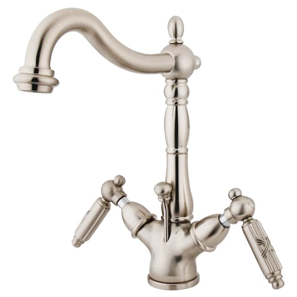 Victorian 2-Handle Bthrm Faucet W/Brass Pop-Up & Cover Plate Nickel